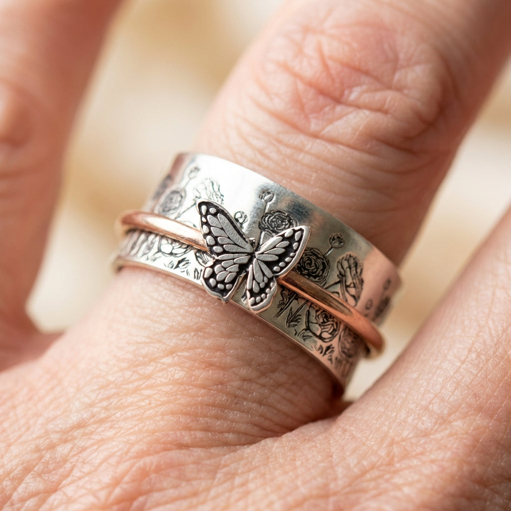 Vintage Butterfly Anxiety Ring