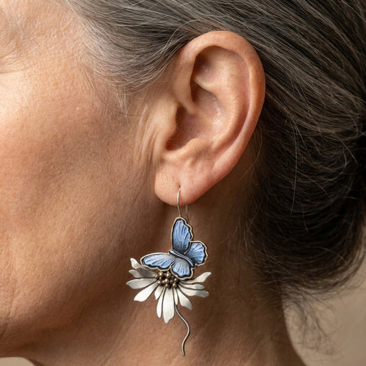 Vintage Butterfly Daisy Earrings