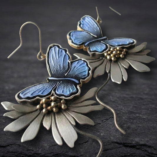 Vintage Butterfly Daisy Earrings 37863275