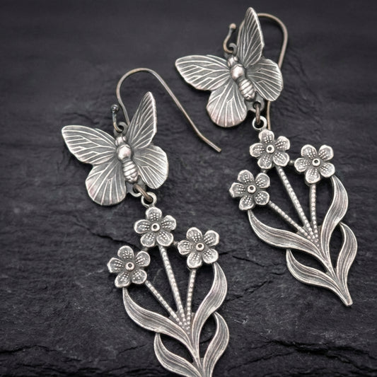 Vintage Butterfly Flower Earrings 49132940