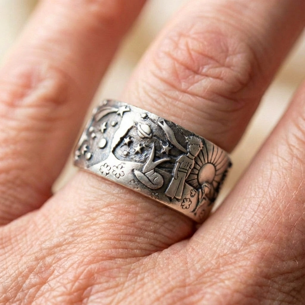 Vintage Celestial Carving Ring
