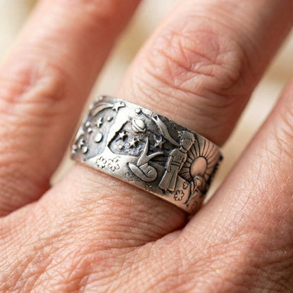 Vintage Celestial Carving Ring
