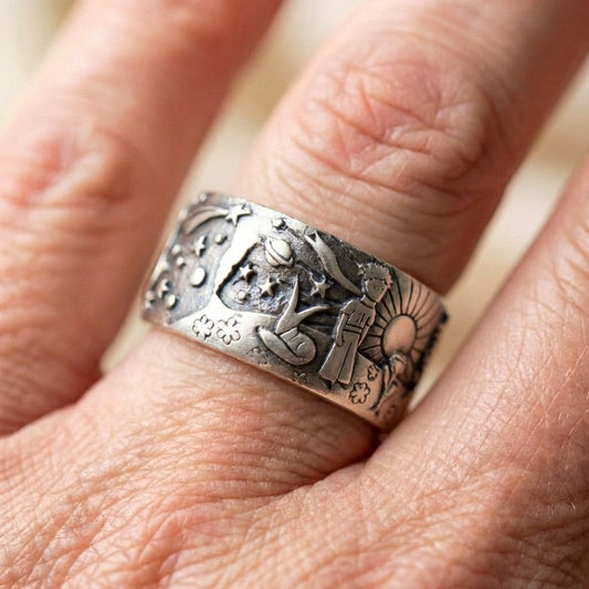 Vintage Celestial Carving Ring