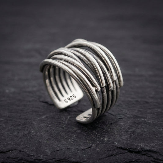 Vintage Chains Adjustable Silver Ring