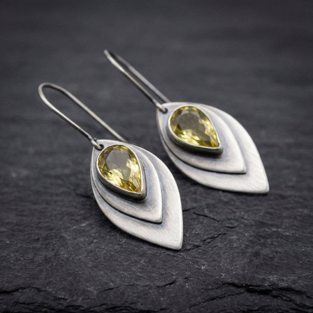 Vintage Citrine Leaf Earrings 48401426
