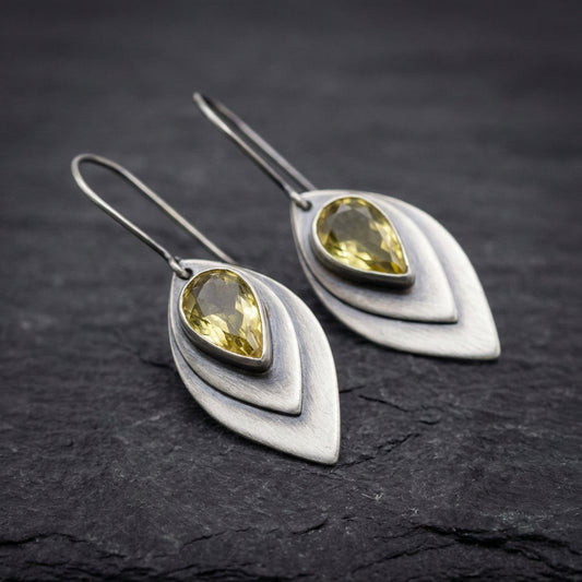 Vintage Citrine Leaf Earrings 48401426