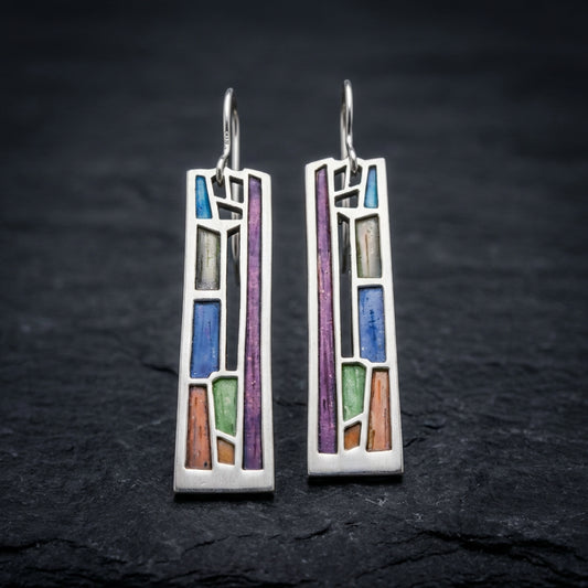 Vintage Colorful Silver Earrings