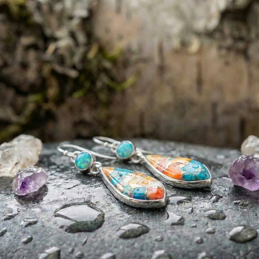 Vintage Colorful Stone Earrings