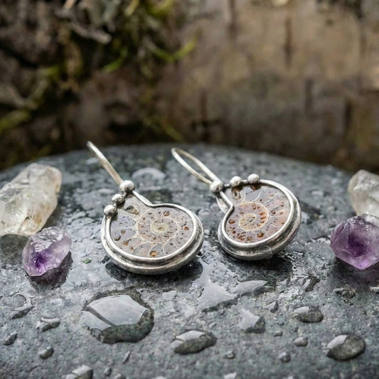 Vintage Conch Silver Earrings