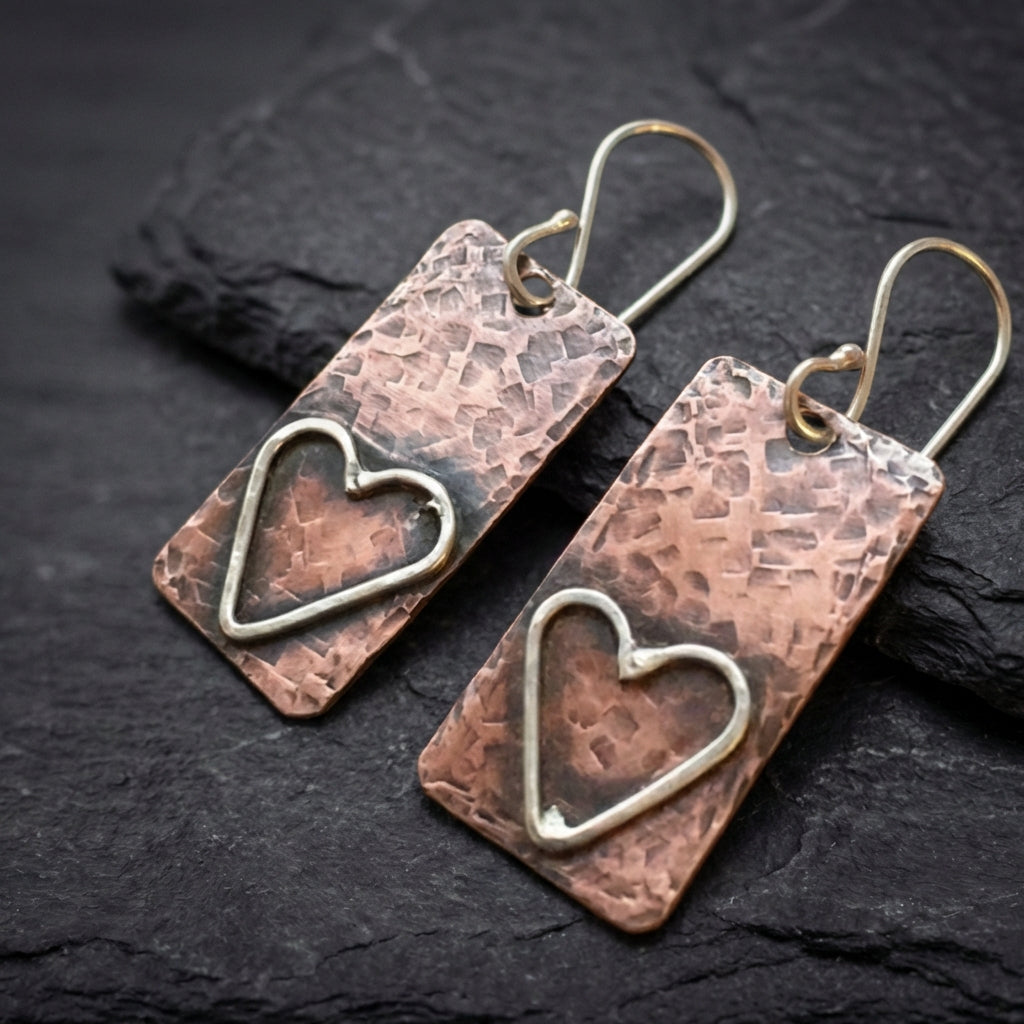 Vintage Copper Heart Earrings 59038290