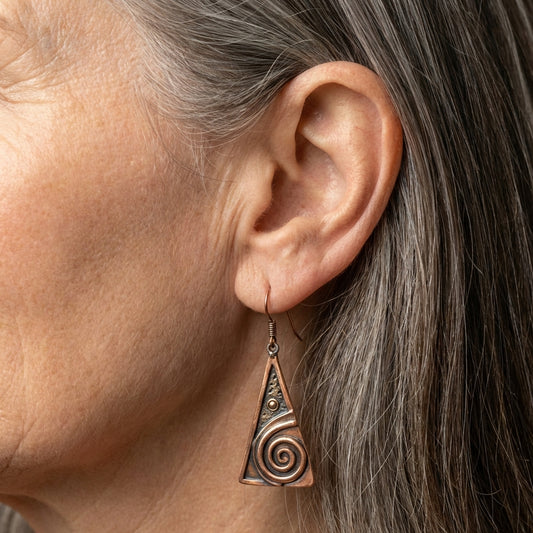 Vintage Copper Spiral Earrings