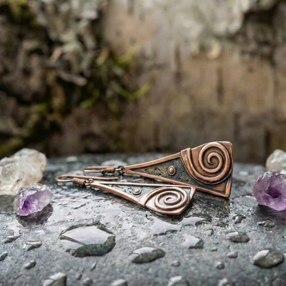 Vintage Copper Spiral Earrings