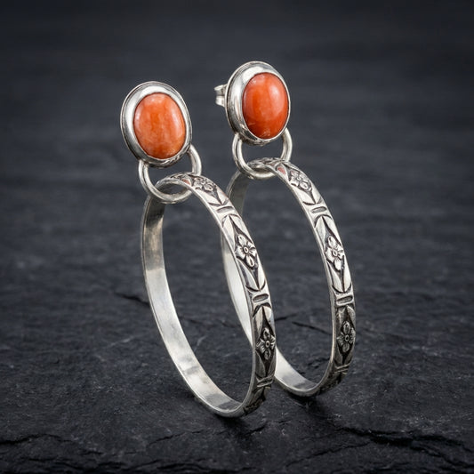 Vintage Coral Stone Dangling Earrings