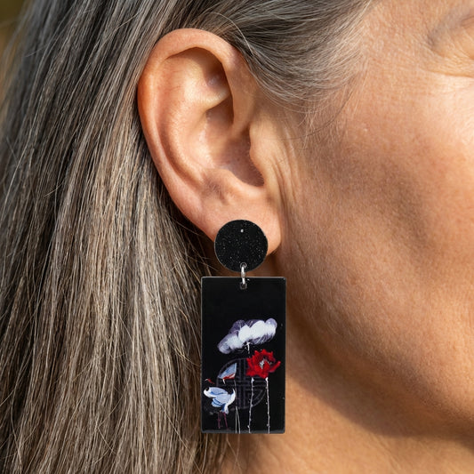 Vintage Crane Earrings