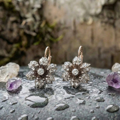 Vintage Crystal Flower Earrings