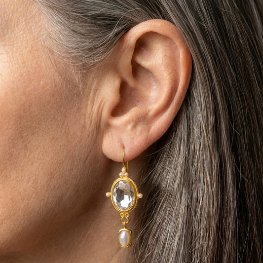 Vintage Crystal Pearl Earrings