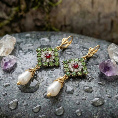 Vintage Crystal Pearl Earrings