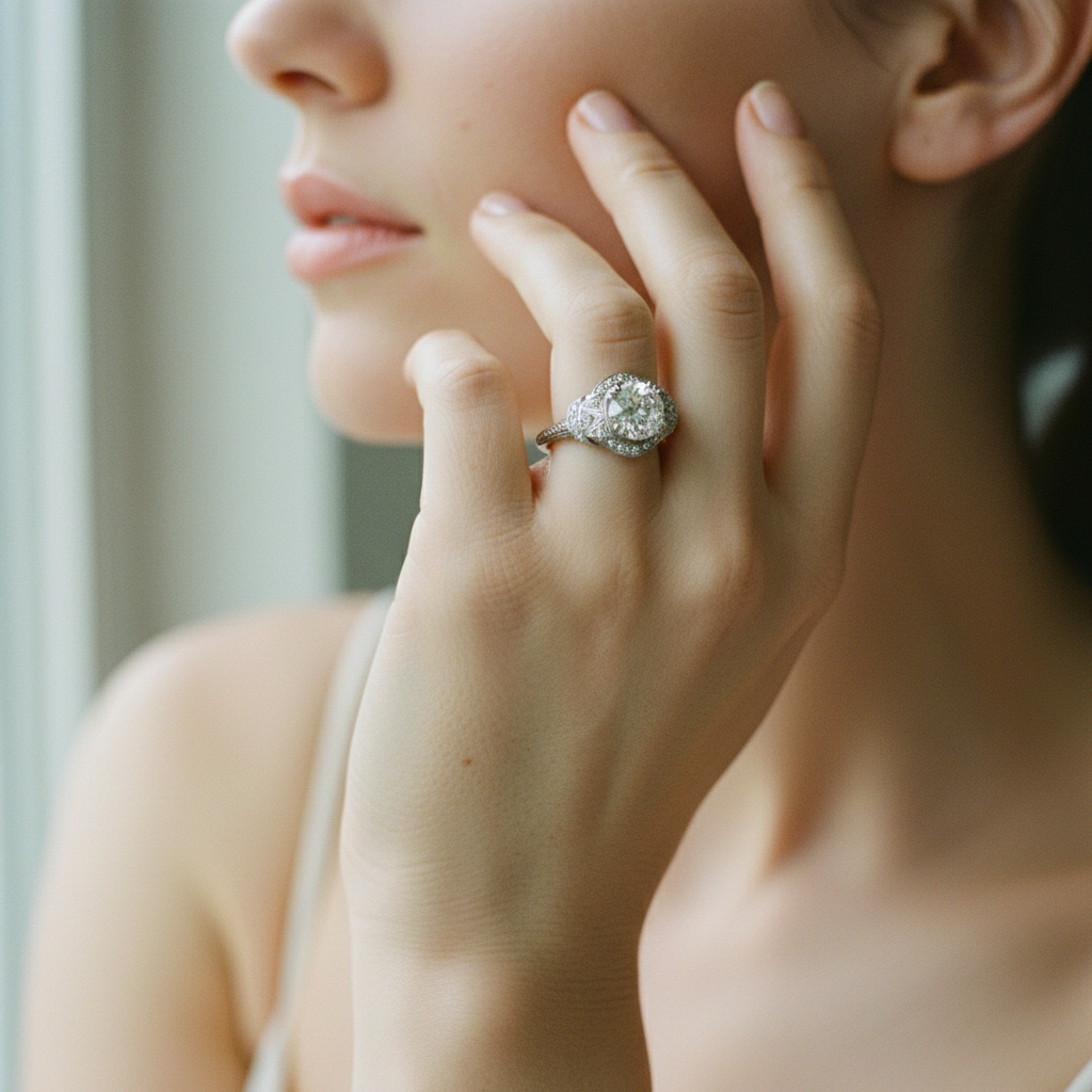 Vintage Crystalline Silver Ring