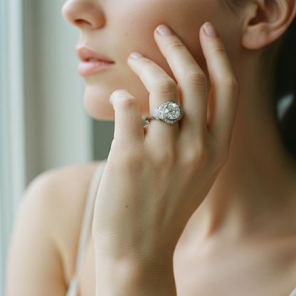 Vintage Crystalline Silver Ring
