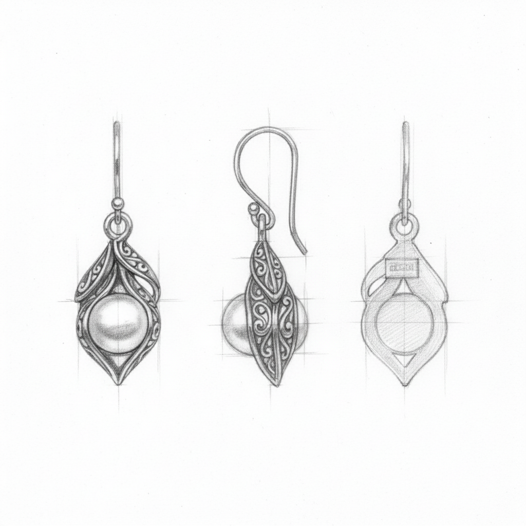 Vintage Dangling Pearl Silver Earrings