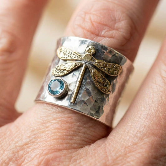 Vintage Dragonfly Topaz Ring