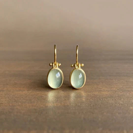 Vintage Earrings With Green Moonstone