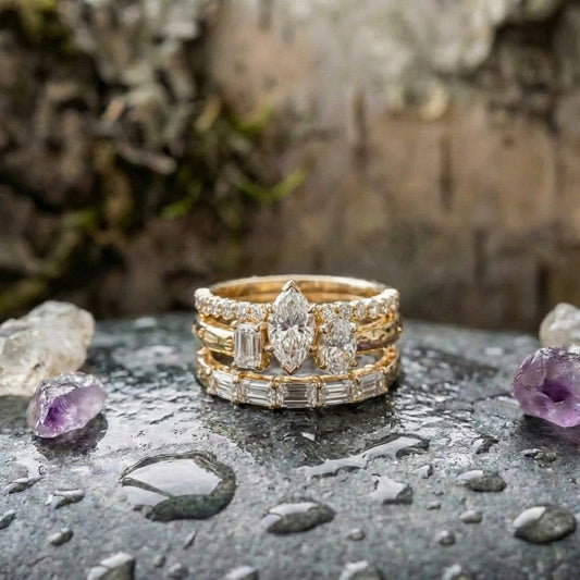 Vintage Elegant Zirconia Ring Set