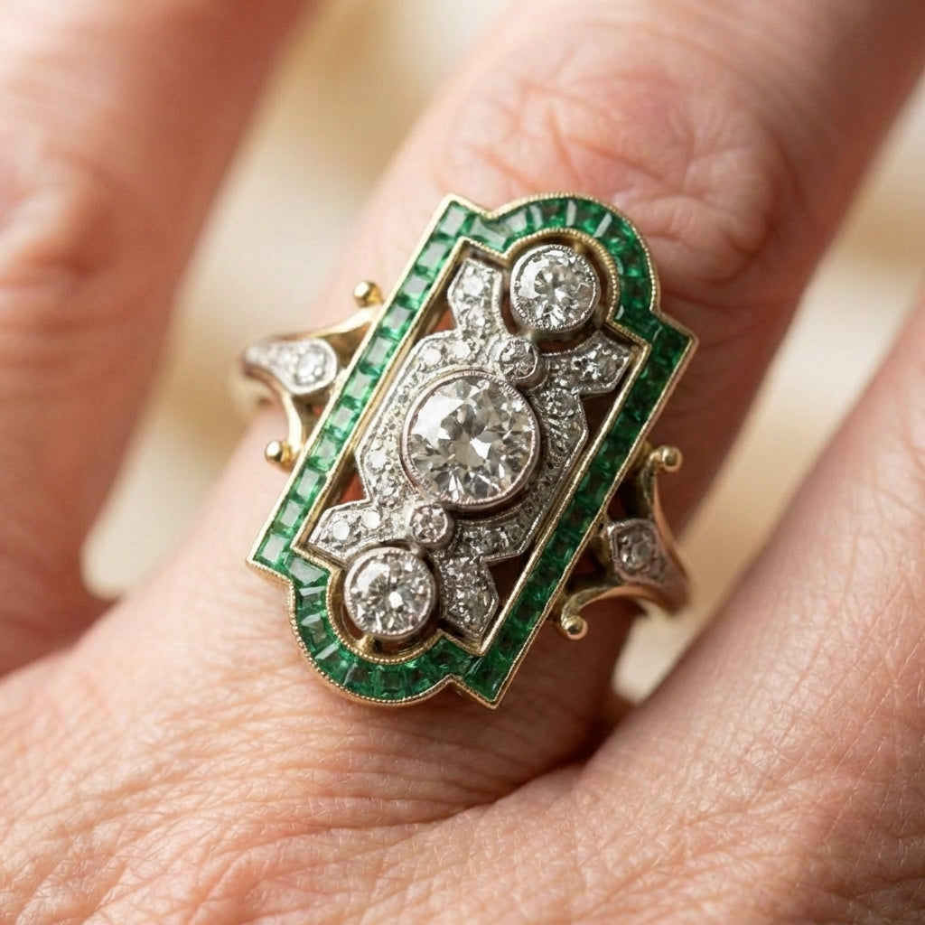 Vintage Emerald Diamond Ring