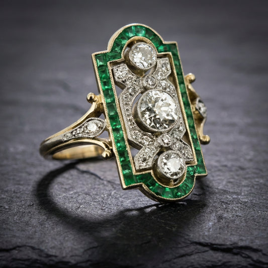 Vintage Emerald Diamond Ring 25717891