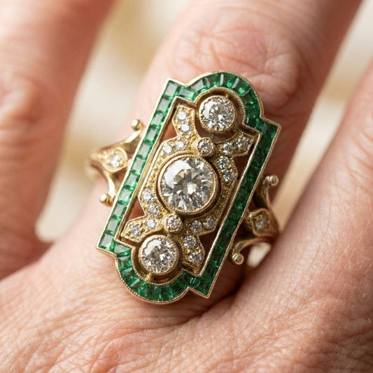 Vintage Emerald Diamond Ring