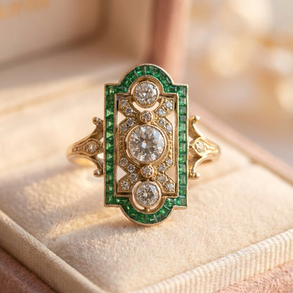 Vintage Emerald Diamond Ring