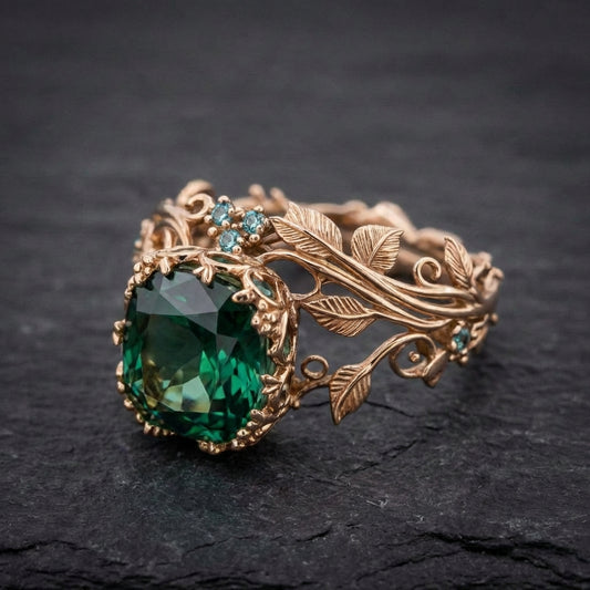 Vintage Emerald Leaf Ring 73860450