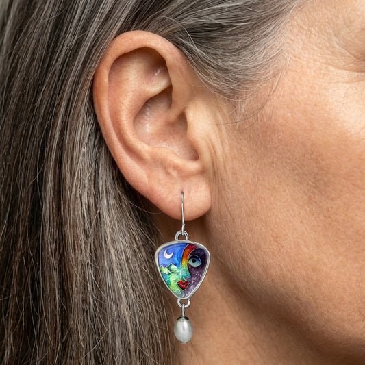Vintage Enamel Face Earrings
