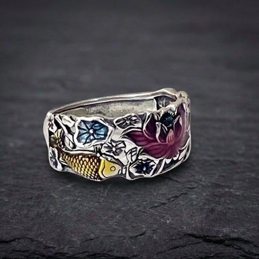 Vintage Enamel Lotus Ring 20243837