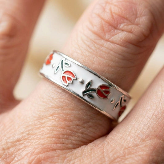 Vintage Enamel Tulip Ring