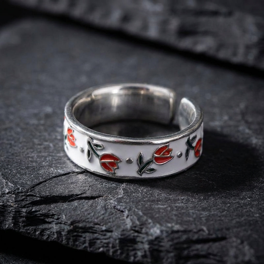 Vintage Enamel Tulip Ring 86910062