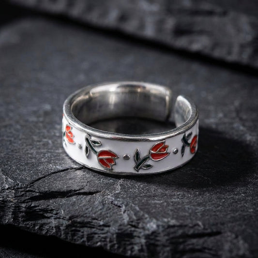 Vintage Enamel Tulip Ring 86910062