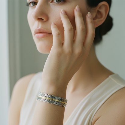 Vintage Feather Cuff Adjustable Bracelet