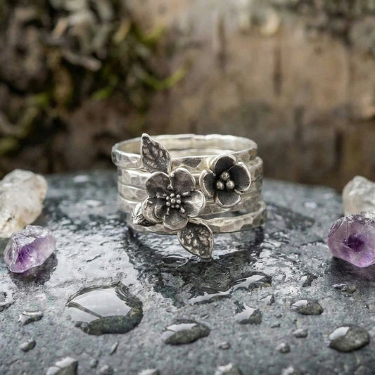 Vintage Flower Silver Layer Ring