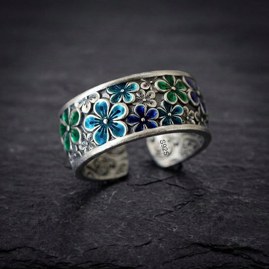 Vintage Flower Silver Ring 40852817
