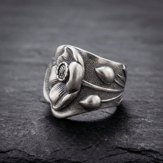 Vintage Flower Silver Ring 68835626