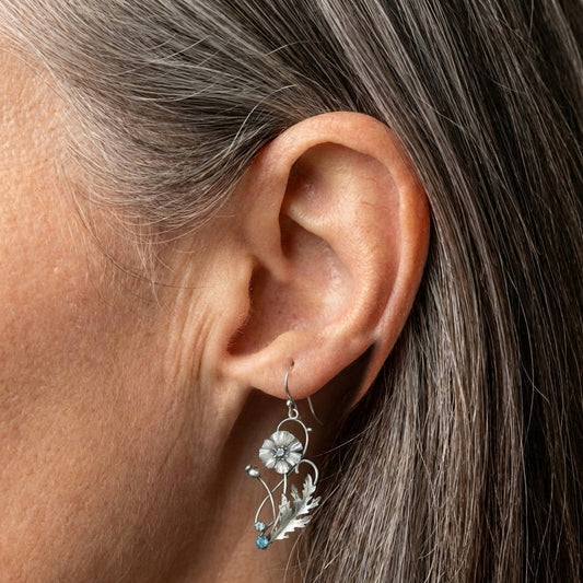 Vintage Flower Zircon Earrings
