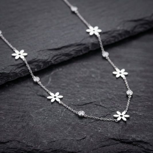 Vintage Flowers Crystal Zircon Necklace
