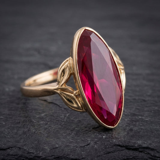 Vintage Garnet Oval Crystal Gold Ring
