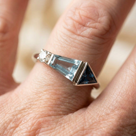 Vintage Geometric Aquamarine Ring