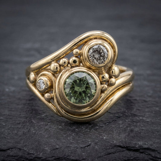 Vintage Geometric Crystal Ring 98615645