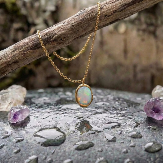 Vintage Glow Opal Stone Necklace