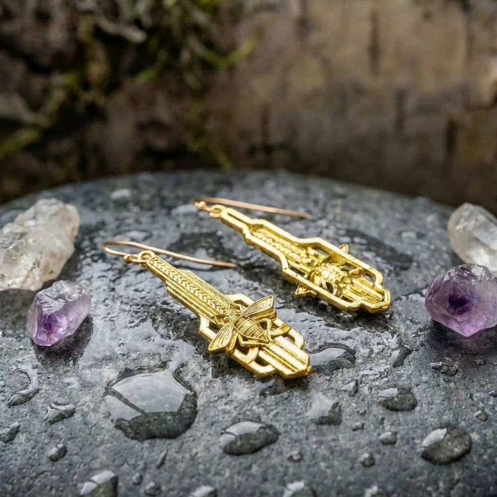 Vintage Gold Bee Earrings