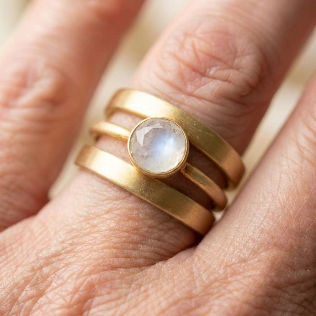 Vintage Gold & Inlaid Moonstone Ring