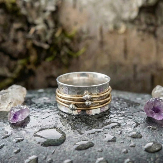 Vintage Gold Layered Silver Ring